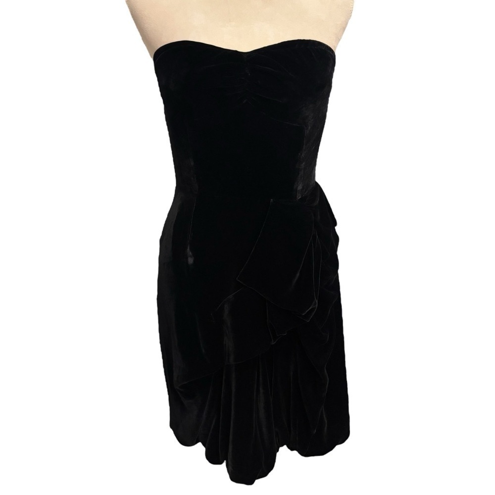 Marc By Marc Jacobs Black Velvet Strapless Corset Dress 6 Cocktail Formal